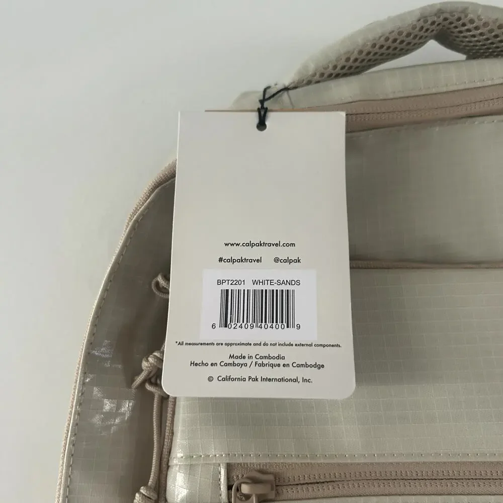 Calpak Terra White Sand Laptop Travel Backpack NWT